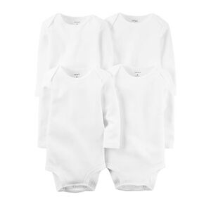 Carters 4-Pack Long Sleeve Bodysuits - White, 3m